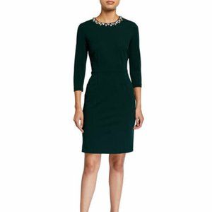 Neiman Marcus Embellished-Neck Sheath Dress #538-D